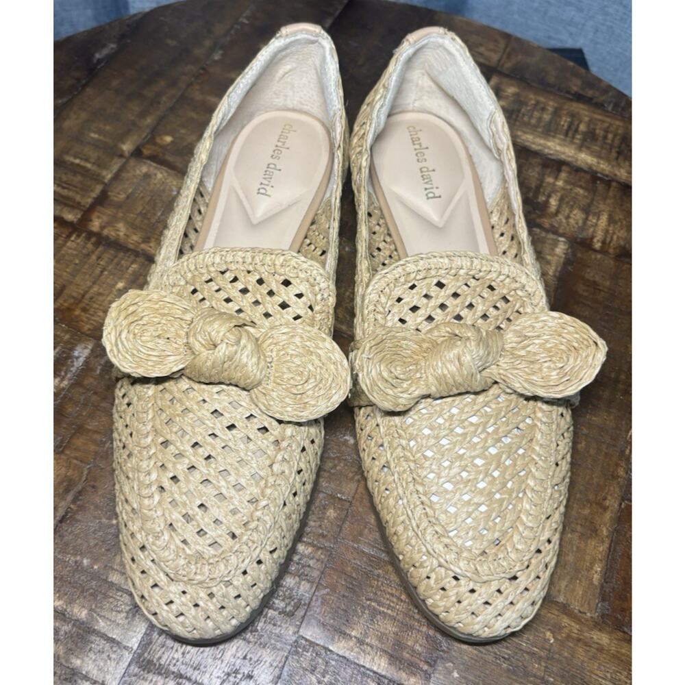 Charles David Women's Finite Crochet Raffia Flats US Size 8 M (Natural)